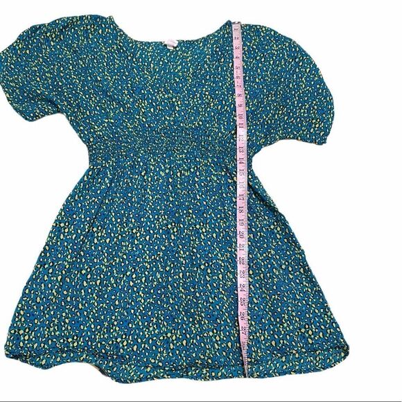 Xhilaration V-Neck Cheetah Leopard Animal Print‎ Swim Cover Up Blue Green Large - Picture 5 of 9